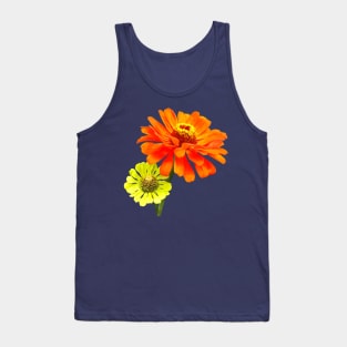 Zinnias - Orange Zinnia and Yellow Zinnia Tank Top